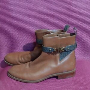 Michael Kors Tan Ankle Boots with Gold Buckle